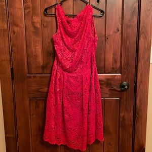 Sophie Theallet, The Limited, size 12, red lace dress (fuchsia under layer)